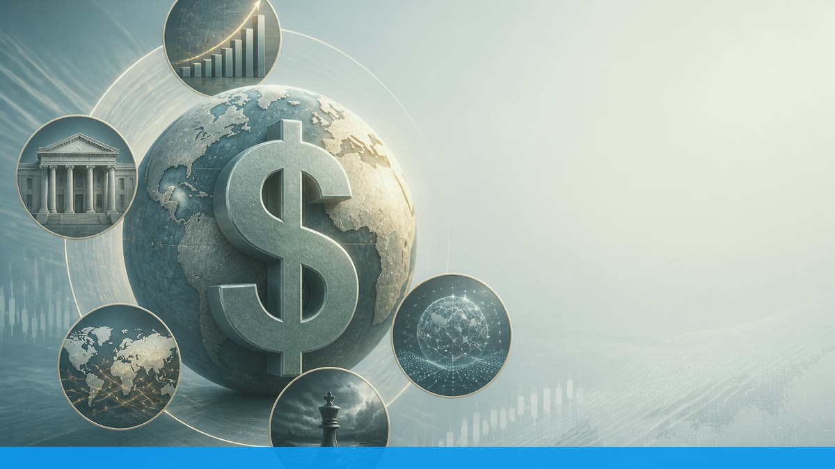 The Dollar Beyond the Fed: Five Forces That Move the World’s Reserve Currency — FXcontext editorial illustration